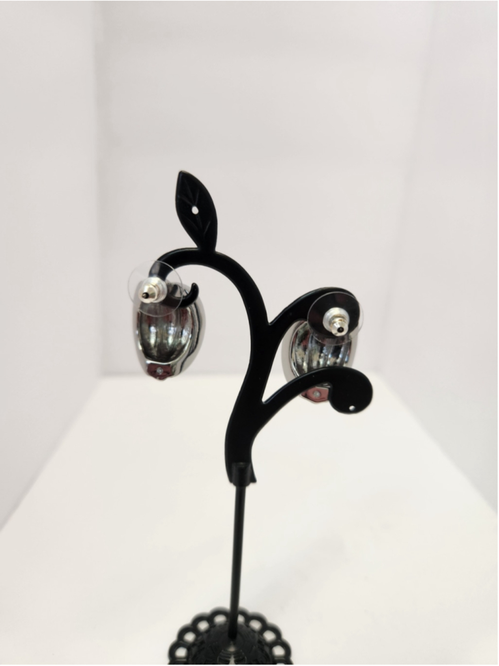 ON 34TH Silver Button Earrings - Picture 3 of 8
